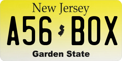 NJ license plate A56BOX