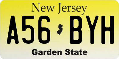NJ license plate A56BYH