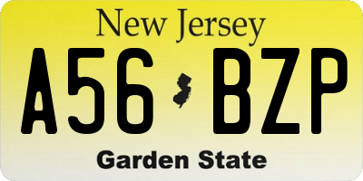 NJ license plate A56BZP