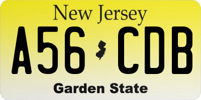 NJ license plate A56CDB