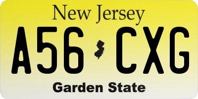 NJ license plate A56CXG