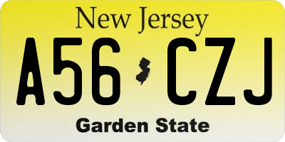 NJ license plate A56CZJ