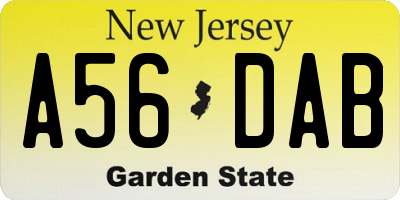 NJ license plate A56DAB