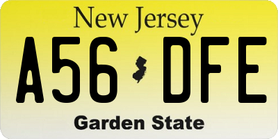 NJ license plate A56DFE