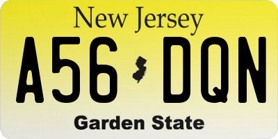 NJ license plate A56DQN