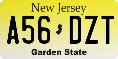 NJ license plate A56DZT