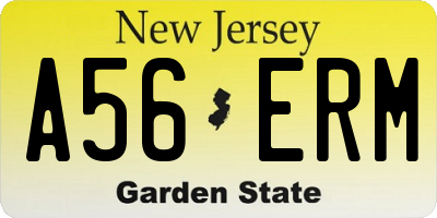 NJ license plate A56ERM