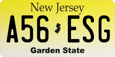 NJ license plate A56ESG