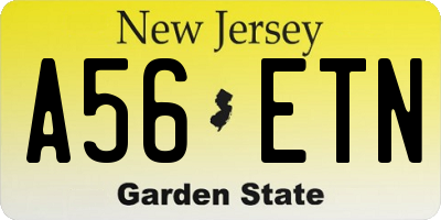 NJ license plate A56ETN