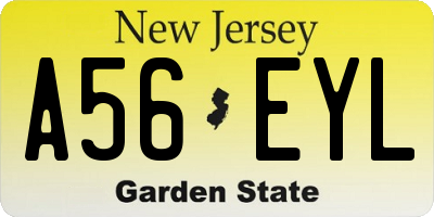 NJ license plate A56EYL