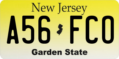 NJ license plate A56FCO