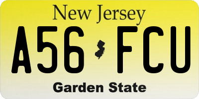 NJ license plate A56FCU