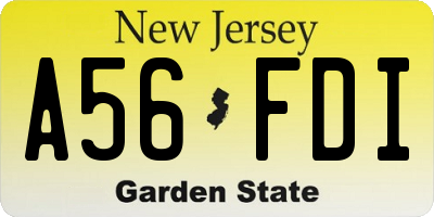 NJ license plate A56FDI