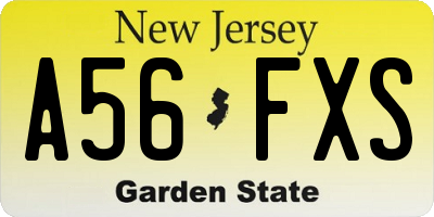 NJ license plate A56FXS