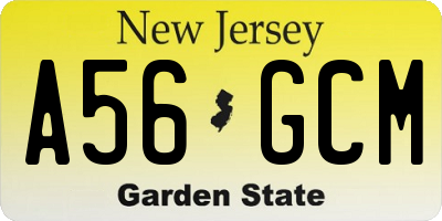 NJ license plate A56GCM