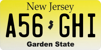 NJ license plate A56GHI