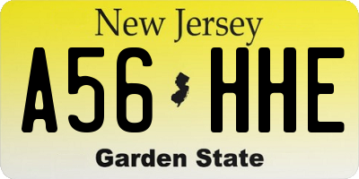 NJ license plate A56HHE