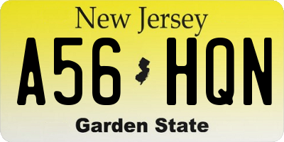NJ license plate A56HQN