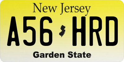 NJ license plate A56HRD