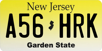 NJ license plate A56HRK