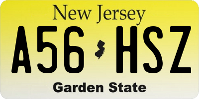 NJ license plate A56HSZ
