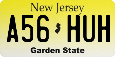 NJ license plate A56HUH