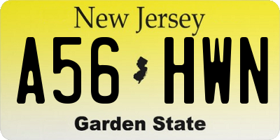 NJ license plate A56HWN