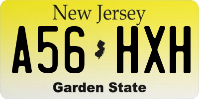 NJ license plate A56HXH