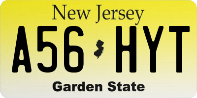 NJ license plate A56HYT
