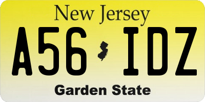 NJ license plate A56IDZ