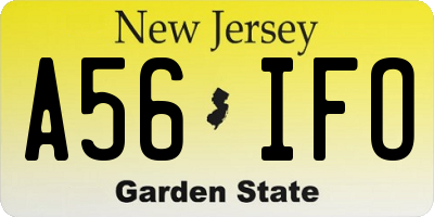 NJ license plate A56IFO