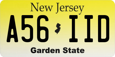 NJ license plate A56IID
