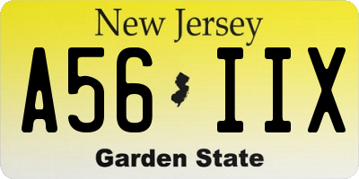 NJ license plate A56IIX