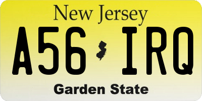 NJ license plate A56IRQ