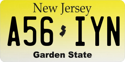 NJ license plate A56IYN