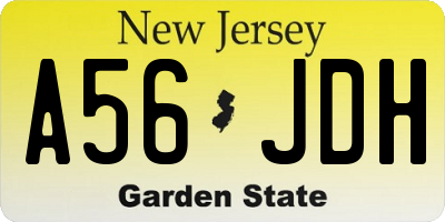 NJ license plate A56JDH