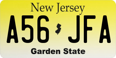 NJ license plate A56JFA