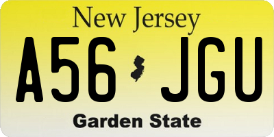 NJ license plate A56JGU