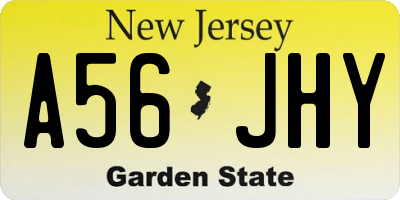 NJ license plate A56JHY