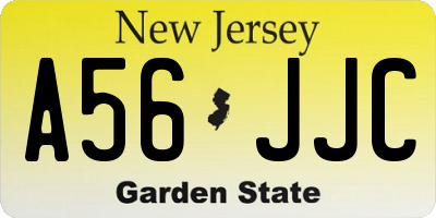NJ license plate A56JJC