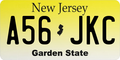 NJ license plate A56JKC