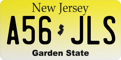 NJ license plate A56JLS