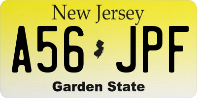 NJ license plate A56JPF