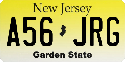 NJ license plate A56JRG