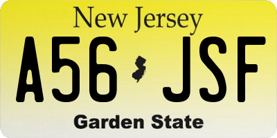 NJ license plate A56JSF