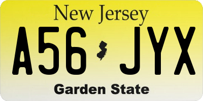 NJ license plate A56JYX