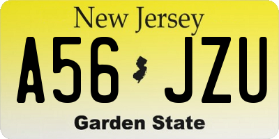 NJ license plate A56JZU