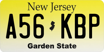 NJ license plate A56KBP