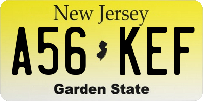 NJ license plate A56KEF