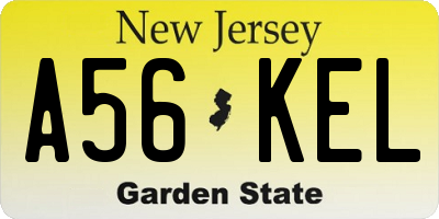 NJ license plate A56KEL